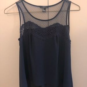 navy translucent top